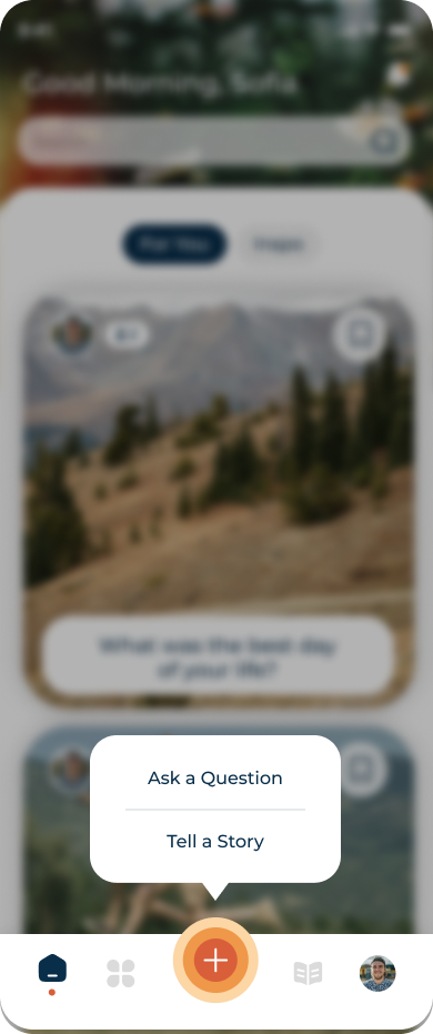 Home screen with the + button expanded
