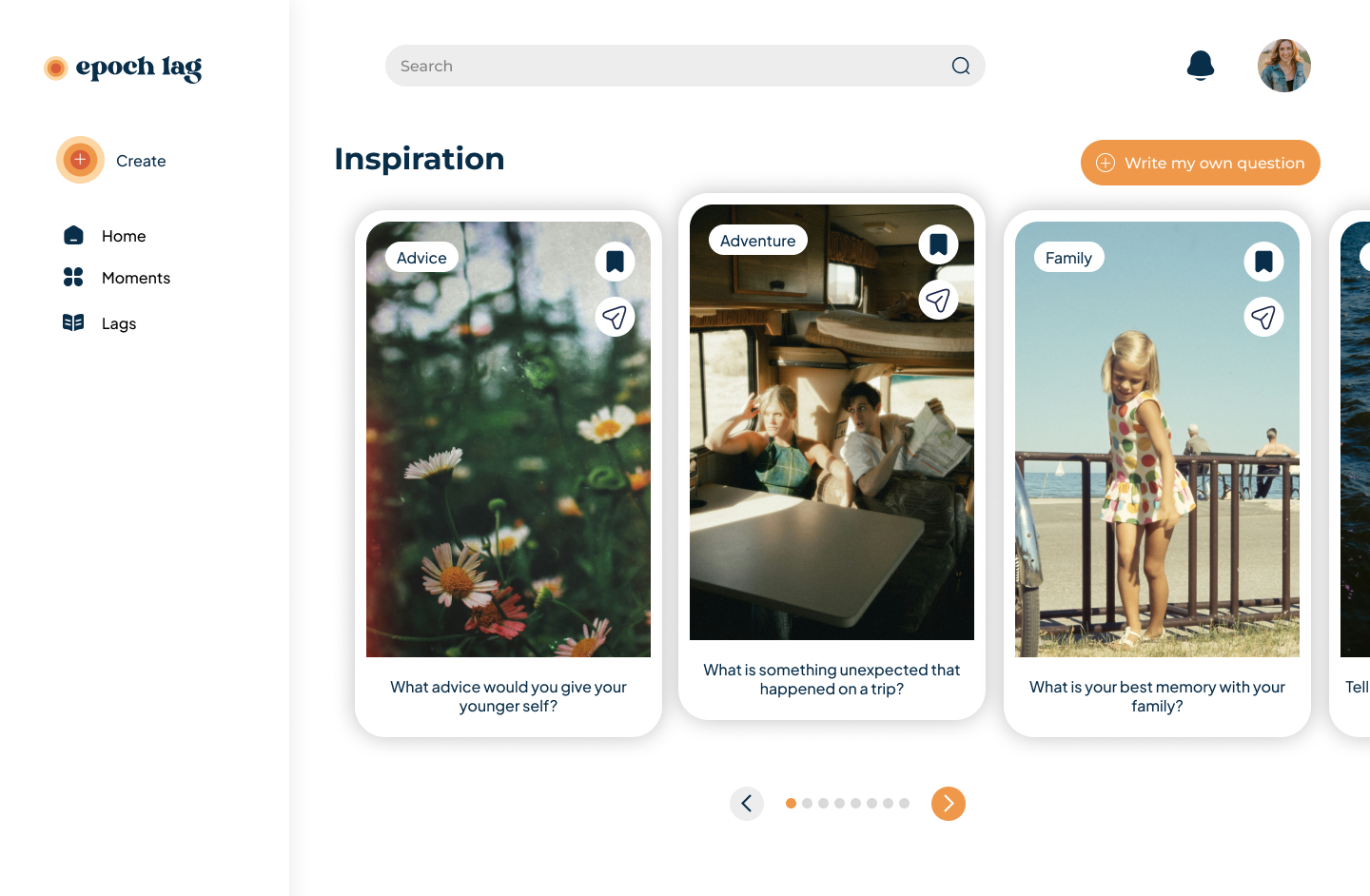 Inspiration tab in the web app