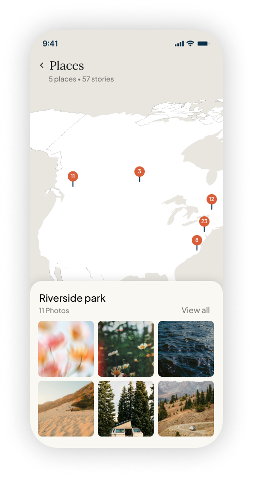 Places feature on the map